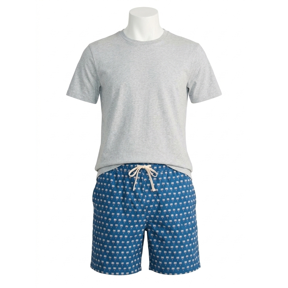 NEW FAHERTY shorelite active short 7" in navy block palm
